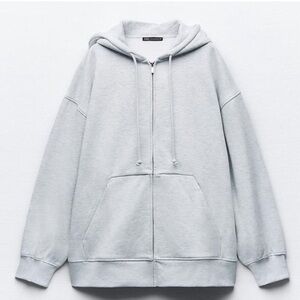 Light Gray Oversized Zip Up Hoodie